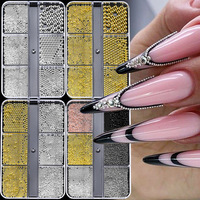 6 Grilles de Perles Dorées et Argentées de Luxe, Breloques 3D Fleur pour Ongles, Perles Brillantes Mini en Acier Polyvalentes pour Décorations de Manucure – Vente en Gros