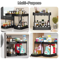 Organiseurs de rangement multi-usages en plastique à tirer pour armoire et évier de salle de bain et de cuisine