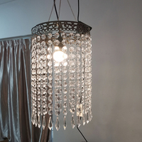 Décoration d'intérieur, cadre en métal pour fleurs, cylindre moderne, perles en plastique transparentes, lustre pour couvrir les luminaires d'intérieur