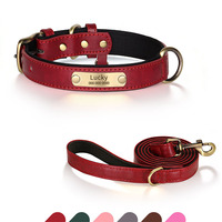 Collier pour chien en cuir rembourré doux classique de luxe avec gravure personnalisée du nom, design anti-perte à dégagement rapide pour les races petites/moyennes