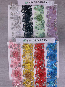 Buatan tangan baru desain bordir renda Applique bunga Patch renda pemangkasan untuk gaun wanita - Product Image 6