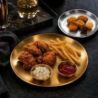 Assiette de service ronde en acier inoxydable brossé, vaisselle pour restaurant, hôtel, traiteur, vente en gros, OEM, ODM