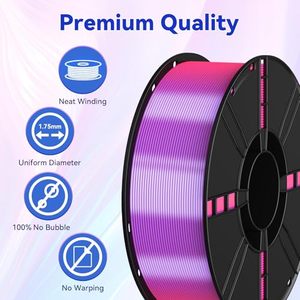 วัสดุสิ้นเปลือง PLA ขนาด 1.75 มม. น้ำหนัก 1 กก. สำหรับเครื่องพิมพ์ 3 มิติ แบบไหมสองสี แดง-น้ำเงิน วัสดุ FDM แท่งพลาสติก - Product Image 2