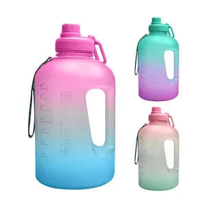 BPA Free Big Capacity 2.2 Liter Handle Plastic Gym Jug With Time Marker Large Water Bottle