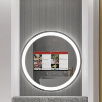 Miroir de salle de bain intelligent à LED avec écran tactile, haut-parleur WiFi, Android 12, miroir rond éclairé à suspendre au mur pour hôtel, appartement