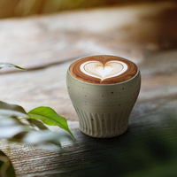 Mug à café en céramique vintage japonais fait à la main pour l'art du latte 350 ml Glaçure réactive mate Tasse à café sale pour barista Maison Bureau