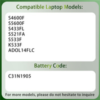 Batería de Repuesto para Portátil C31N1905 para Asus S4600F S5600F S433FL S521FA S533F K533F ADOL14FLC