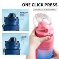 Botella de Agua Deportiva Motivacional de 2000 ml, Duradera, Libre de BPA, de Plástico Tritan con Marcador de Tiempo y Método de Flujo con Pajita