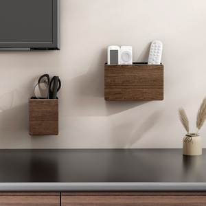 Wood Single Tier No-Drill Comb Storage Tube Wall-Mounted <b>Toothpaste</b> Rack Makeup Brush <b>Holder</b> for Bathroom - Product Image 4
