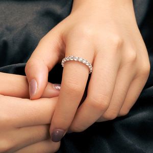 Dropshipping Luxury Wedding Jewelry Gift White Gold 925 Sterling Silver 1 Row VVS <strong>Moissanite</strong> Diamond Wedding Band <strong>Ring</strong> <strong>Men</strong> Women - Product Image 4