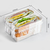 Boîte d'emballage pour biscuits en plastique à deux compartiments, très vendue, transparente, en PET, type clamshell, pour pâtisseries, desserts, sandwichs