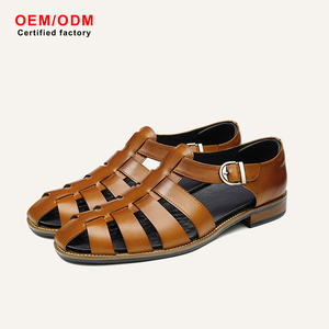 Sandales pour hommes en cuir de vachette sur mesure OEM, style Oxford, respirantes, antidérapantes, confortables, résistantes aux chocs, imperméables, avec sangle à boucle - Product Image 1