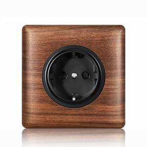 Massief Houten Paneel Muur 16a Stopcontact Eu Retro 86 Type Zwart Walnoot Magnetisch Paneel Design Villa Hotel Home Office Stopcontact - Product Image 1