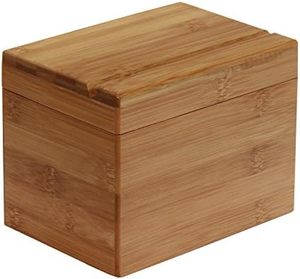 Modern Square Bamboo Office Organizer <strong>Recipe</strong> <strong>Box</strong> with Divider Eco-Friendly 6.80" W X 4.90" D X 5.10" H - Product Image 1