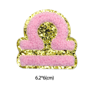Purpurina Chenille doce signos del zodiaco parches autoadhesivos para accesorios de bolsa DIY - Product Image 4