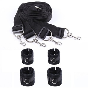 Sangles de bondage en peluche noires légèrement extensibles pour jouets pour adultes, unisexe, domination passionnée, sangles de retenue pour lit - Product Image 2