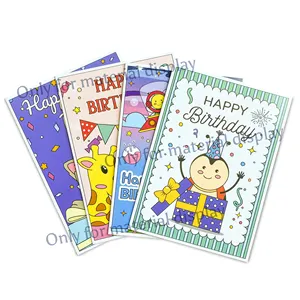 사용자 정의 디자인 귀여운 동물 접기 스타일 예술 종이 선물 카드 생일 축하 카드