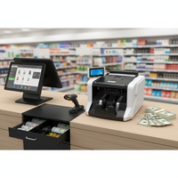Compteur de billets de banque GORO US GR168 certifié CE/CCC/FCC 110-240V Détection UV/MG 1900 pièces/min Trémie 500 pièces Écran LCD