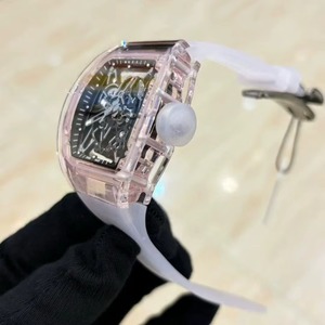 Montre sportive mécanique automatique haut de gamme pour femme, luxueuse et élégante, entièrement transparente, avec cristaux de saphir roses - Product Image 3