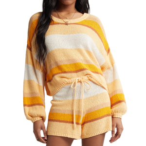 Wholesale Custom OEM Women Pullover Knitwear Soft Cotton Blend Striped Sweater Cozy Colorful Relaxed Fit Casual Tow-Piece Set