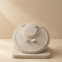 Ensemble de bijoux de luxe en perles, collier, bracelet, boucles d'oreilles, perles de riz d'eau douce 7-8 mm, argent 925, élégant, glamour, pour femmes, vente en gros, sur mesure