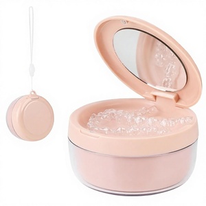 Boîte de rangement orthodontique portable 2-en-1 pour prothèses dentaires et gouttières, avec miroir et filtre, pour bain de trempage, design mignon, pour voyage - Product Image 2