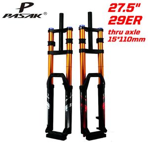 Fourche de <span class=keywords><strong>VTT</strong></span> DH 3.0IN avec <span class=keywords><strong>suspension</strong></span> à air, amortissement à l'huile et réglage du rebond, pour pneus 27.5 et 29ER, axe 110*15MM, en alliage - Product Image 2
