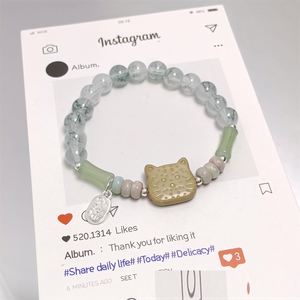 Trendy Colorful Sweet Fantasy Popcorn Cracked Beads <b>Bracelet</b> for Women Girls Cat Charm Pendant Hand <b>Beaded</b> <b>Bracelet</b> - Product Image 4