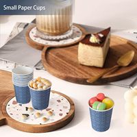 Vasos de papel desechables de 3 oz directos de fábrica, vasos florales azul marino para enjuague bucal, para baño y muestras, vasos pequeños para beber al por mayor, OEM