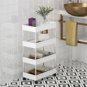 Mobile Storage Cart 3 Tier Plastic With Wheels For Bathroom And Toilet - Product Image 1