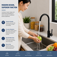 Robinet de cuisine moderne en acier inoxydable, monocommande, finition brossée, à poser sur comptoir, mitigeur eau chaude et froide