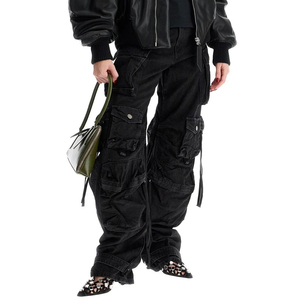 <span class=keywords><strong>Jeans</strong></span> cargo neri con design Multi-tascabile <span class=keywords><strong>jeans</strong></span> cargo personalizzati all'ingrosso dei pesi massimi da <span class=keywords><strong>donna</strong></span> - Product Image 4