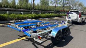 Poly couchettes Styles 22ft aluminium bateau <span class=keywords><strong>remorque</strong></span> frein hydraulique <span class=keywords><strong>essieux</strong></span> tandem VIN DOT CE bateau de pêche déplacer - Product Image 2