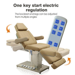 Nouveau design 2026 : Table de massage électrique à 3 moteurs avec base en acier inoxydable argenté et éclairage pour salon de beauté - Product Image 3