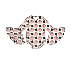 Lindo mono de Halloween con estampado para bebé recién nacida, manga larga acampanada y broche en la entrepierna - Product Image 6