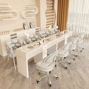 Modern Manicure <b>Table</b> Nail Bar Station Pedicure Salon Furniture Nail Dust Desk Nail <b>Tables</b> Metal Top Beauty Salon Living Room - Product Image 5