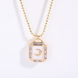 قلادة نحاسية جديدة فاخرة من التارو مربعة مطلية بالذهب عيار 18 قيراط قلادة فاخرة للحفلات بسحر من المينا والزركون - Product Image 4