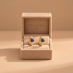 Gold Vermeil 925 Sterling <b>Silver</b> <b>Huggie</b> Earrings – Round Stone Minimalist Jewelry - Product Image 5
