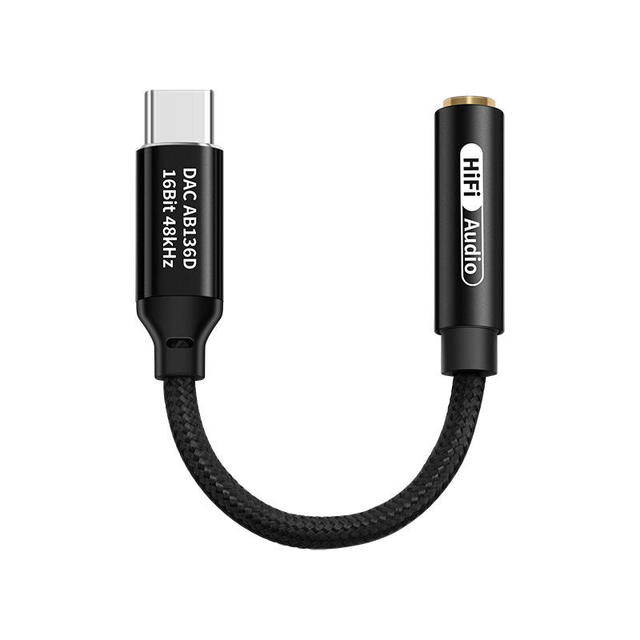 Dac Adapter Cable Type-C to 3.5mm Audio Decoder Wire Mini USB-C Converter Headphone Amp Dongle for Smartphone