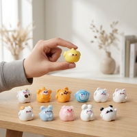 Figuras de Animales de Resina, Serie de Animales Bebé Kawaii, Vaca, Panda, Tigre, Conejo, Cerdo, Mono, Zodiaco Chino, Tema de Zoológico, Juguete para Cuarto de Niños