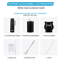 Ensemble de verres Yerba Mate en acier inoxydable 7-en-1 comprenant une gourde Mate isolée Yerbero Bombilla paille filtre à thé mat