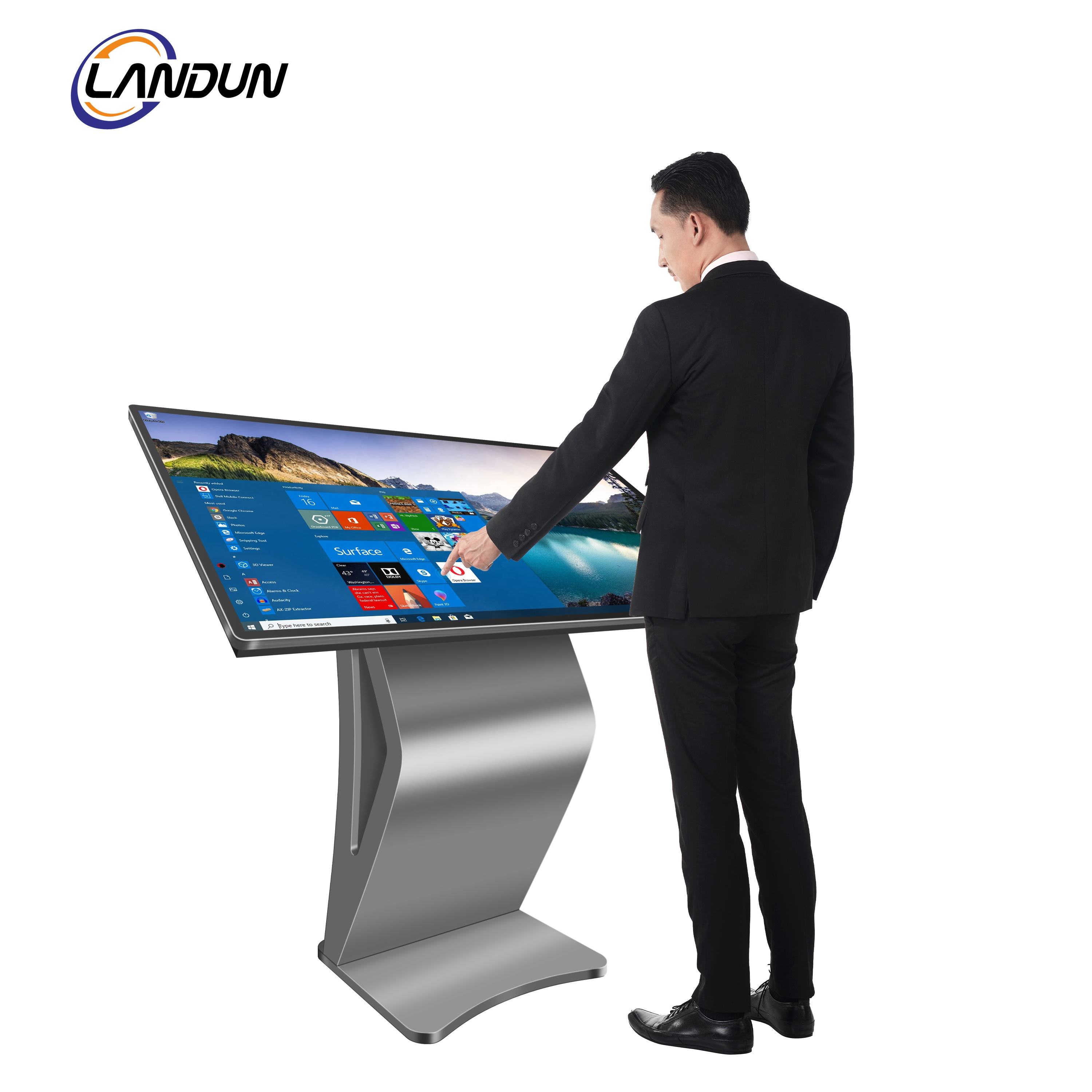 Museum Wall Mounted Interactive Tv Touch Screen with 49 Inch Digital Signage Advertising Player Silver Indoor Interactive Kiosk