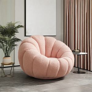 Fauteuil Pivotant en Tissu Lambswool, Canapé Lit Simple, Méridienne Paresseuse pour Balcon - Product Image 6