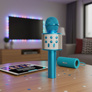 Myrva Rechargeable Microphone Blue <b>Wireless</b> Karaoke <b>Mic</b> For Home Entertainment - Product Image 3