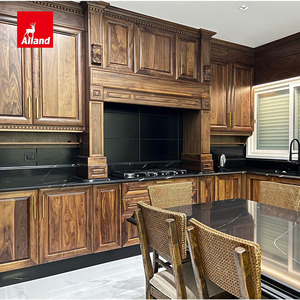 Armoires de cuisine en <span class=keywords><strong>bois</strong></span> massif noyer <span class=keywords><strong>noir</strong></span> Allandcabinet avec porte vitrée, armoires sur mesure en <span class=keywords><strong>colonne</strong></span> romaine pour la construction de villas de luxe - Product Image 5