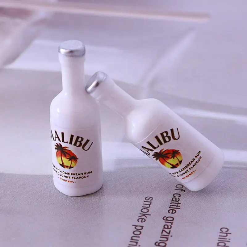 Kawaii mini miniature resin simulation food beverage bottle toys wholesale handmade DIY mobile phone shell