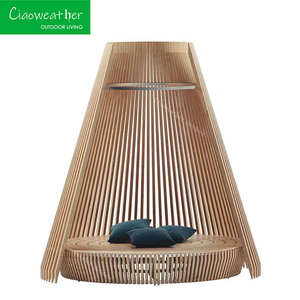 تصميم جديد في جميع الأحوال الجوية سرير نهاري مستدير في الهواء الطلق مع مظلة للحديقة والمنتجعات أثاث الفندق - Product Image 4