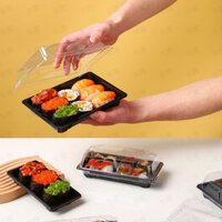 Vente directe d'usine Fujian Bingo, boîte à sushi en plastique PET jetable de haute qualité, de qualité alimentaire, avec couvercle, pour restaurant, hôtel, fête