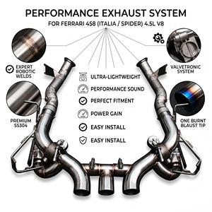 ระบบท่อไอเสียแบบเต็มระบบ Vortex SS304 พร้อมวาล์ว สำหรับ Ferrari 458 Italia Spider 4.5L V8 ชุดอุปกรณ์ระบบแข่งรถแบบป้องกันความร้อน - Product Image 1