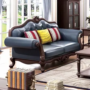 Set Sofa Kayu Ek Gaya Amerika, Furnitur Ruang Tamu Desain Sofa Klasik
